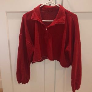 brandy melville oversize crop collared sweatshirt